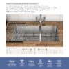 Undermount Double Bowl Kitchen Sink 60 / 40 16 Gauge, 9" Depth - Brushed Nickel - Image 5