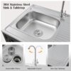 Outdoor Movable Kitchen Sink Patio Modular Kitchen Sink Station With Cabinet For Garden, Patio, Backyard - Matte Black - Image 4