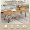 Modern Coffee Table Tea Table, Thicken Cocktail Table With With Chevron Pattern & Metal Hairpin Legs For Living Room - Natural - Image 6