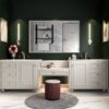 Rectangular Wall-Mounted Beveled Bathroom Mirror, Square Angle Metal Frame Wall Mounted Bathroom Mirrors For Wall (Horizontal & Vertical) - Glossy White - Image 2