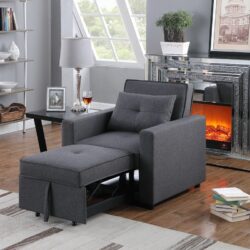 Zoey - Convertible Sleeper Chair With Side Pocket - Dark Gray