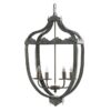 4 Light Metal Chandelier, Hanging Light Fixture With Adjustable Chain For Kitchen, Bulb Not Included - Gray - Image 2