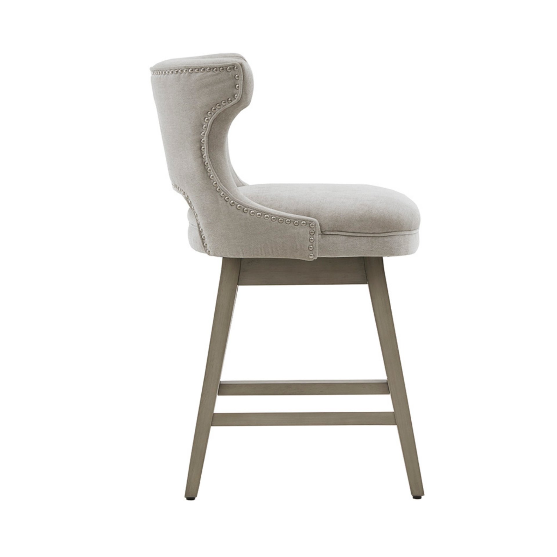 Swivel Counter Stool With Silver Detailing - Light Gray - Image 6