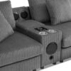 Sectional With Bluetooth Speakers L Shaped Couch With Console USB Charger, Cup Holders Storage Ottoman Deep And Wide Seat Cloud Sofa - Dark Gray - Image 14