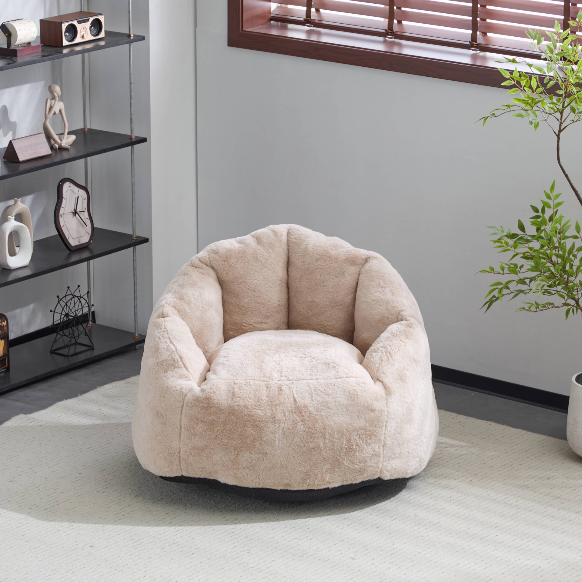 Albi - Indoor Cozy Armchair Style Bean Bag - Beige - Image 4
