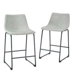 Industrial Faux Leather Counter Stools (Set of 2) - Gray