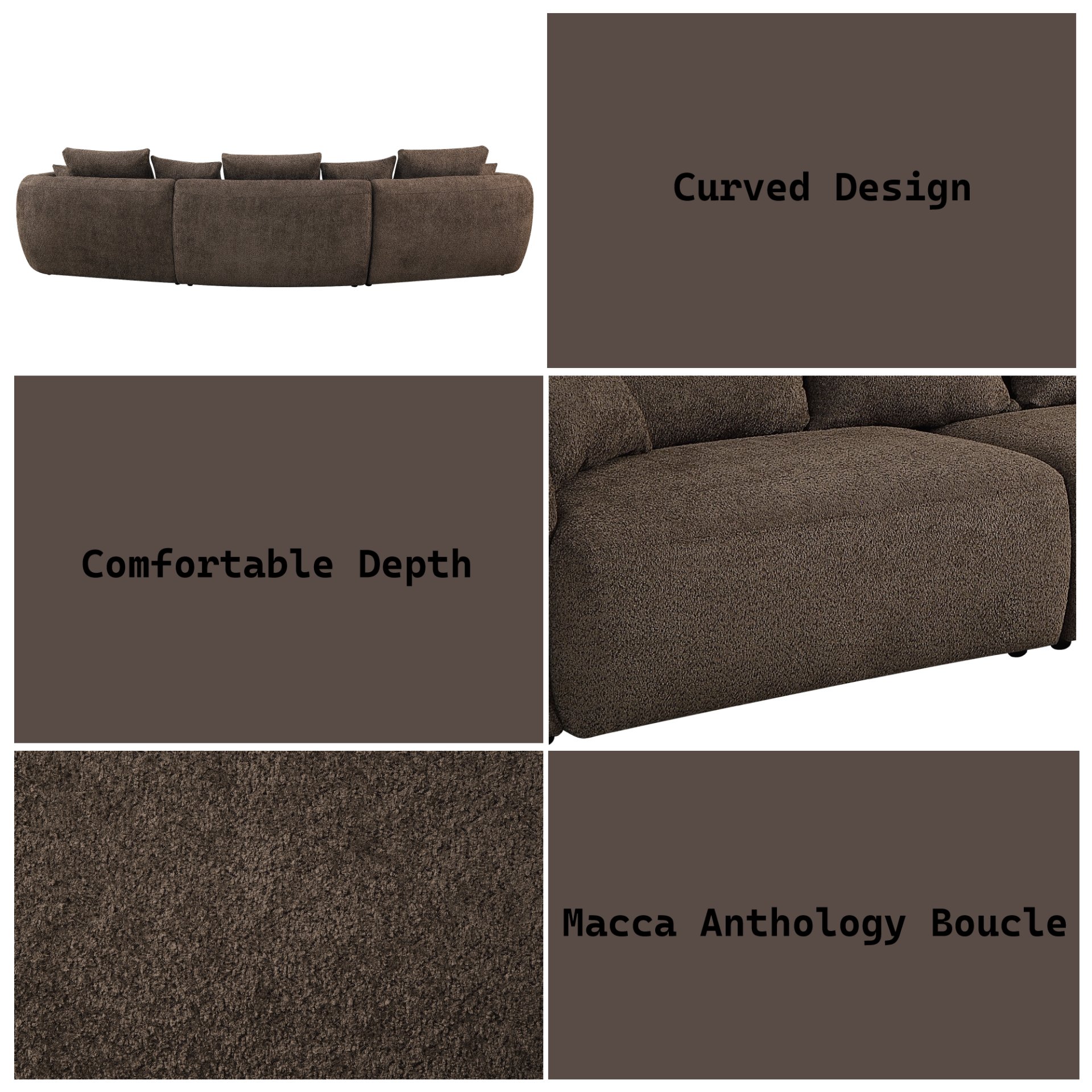 Bash - Anthology Boucle Sofa With Pillows - Brown - Image 3