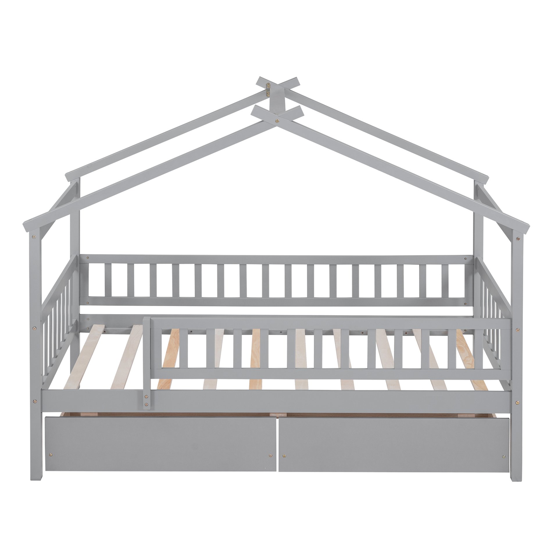 Twin Size House Bed With 2 Drawers - Gray - Image 15