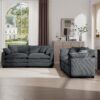 Modern Living Room Sofa Set With 2 Seater Sofas, Deep Recliner Corduroy Fabric - Gray - Image 13