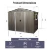 8Ft x 6Ft Outdoor Metal Storage Shed With Window (W540S00016) - Gray - Image 10