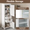 Freestanding Bathroom Vanity Tall With Damping Hinge Doors, Adjustable Shelves - White - Image 8