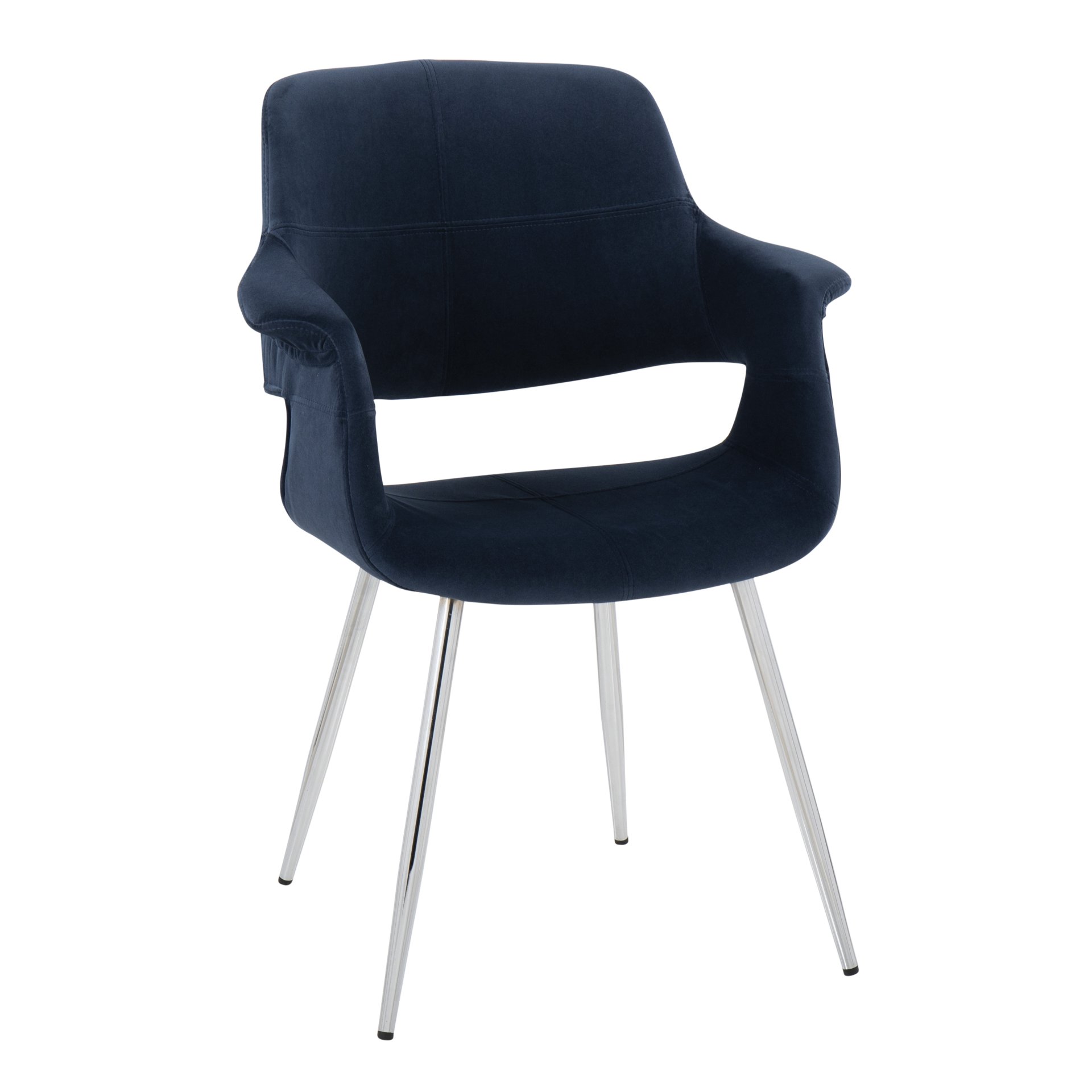 Vintage Flair - Glam / Art Deco Chair (Set of 2) - Chrome / Blue - Image 2