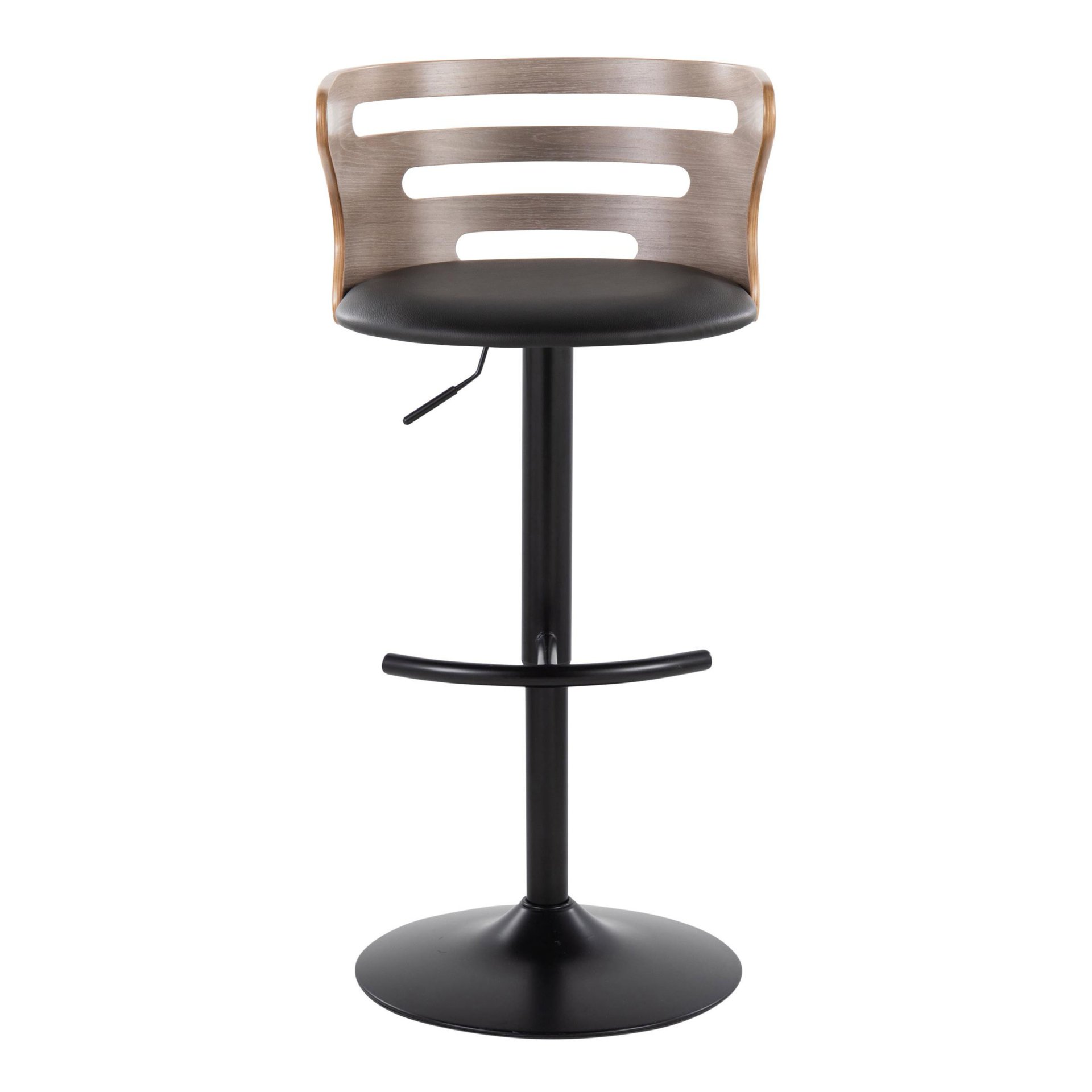 Cosi - Mid-Century Modern Adjustable Barstool With Swivel With Rounded T Footrest (Set of 2) - Black / Light Gray / Black - Image 5