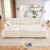 Elegant 3 Seater Sofa Set With Ottomans And Pillows Frame, Textured - White - Image 15