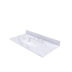 Elegant Marble Vanity Top, 43" Bathroom Vanity With Undermount Sink Sintered Stone, Bianco Carrara Venato - White