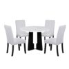 5 Piece Round Dining Table Set, Modern Dining Table And 4 Upholstered Chairs For Dining Room, Kitchen Room, Living Room - Beige / White - Image 10