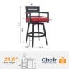 Outdoor Swivel Bar Chairs, 360 Degree Rotation With Ergonomic Backrest (Set of 2) - Ember Black / Jocky Red - Image 3