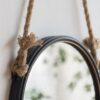 Handsome Cleveland Mirror With Rope Strap Contemporary Design Circle Mirror With Round Metal Frame For Wall Decor Bathroom, Entryway - Black And Silver - Image 4