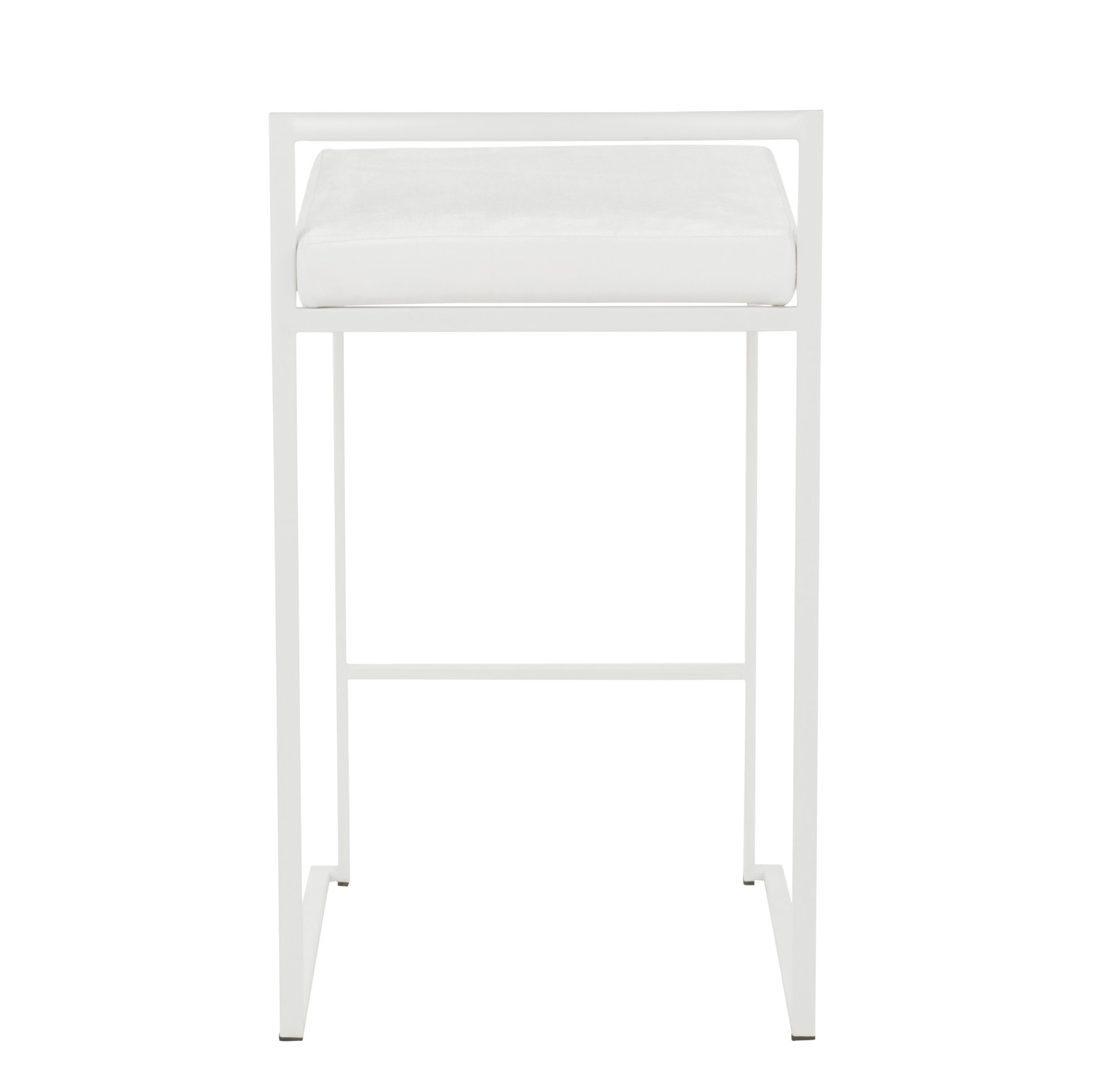 Fuji - Contemporary Stackable Counter Stool (Set of 2) - White - Velvet - Image 5