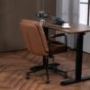 Office Chair, Mid Back Home Office Desk Task Chair With Wheels And Arms Ergonomic Computer Rolling Swivel Chair With Padded Armrest - Brown - Image 16