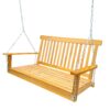 Front Porch Swing With Armrests For Outdoor Patio, Garden Yard, Backyard Or Sunroom - Teak - Image 4