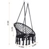Macrame Hanging Hammock Chair, Cotton Rope Swing For Indoor And Outdoor Use, 330 Lbs Capacity - Black - Image 3