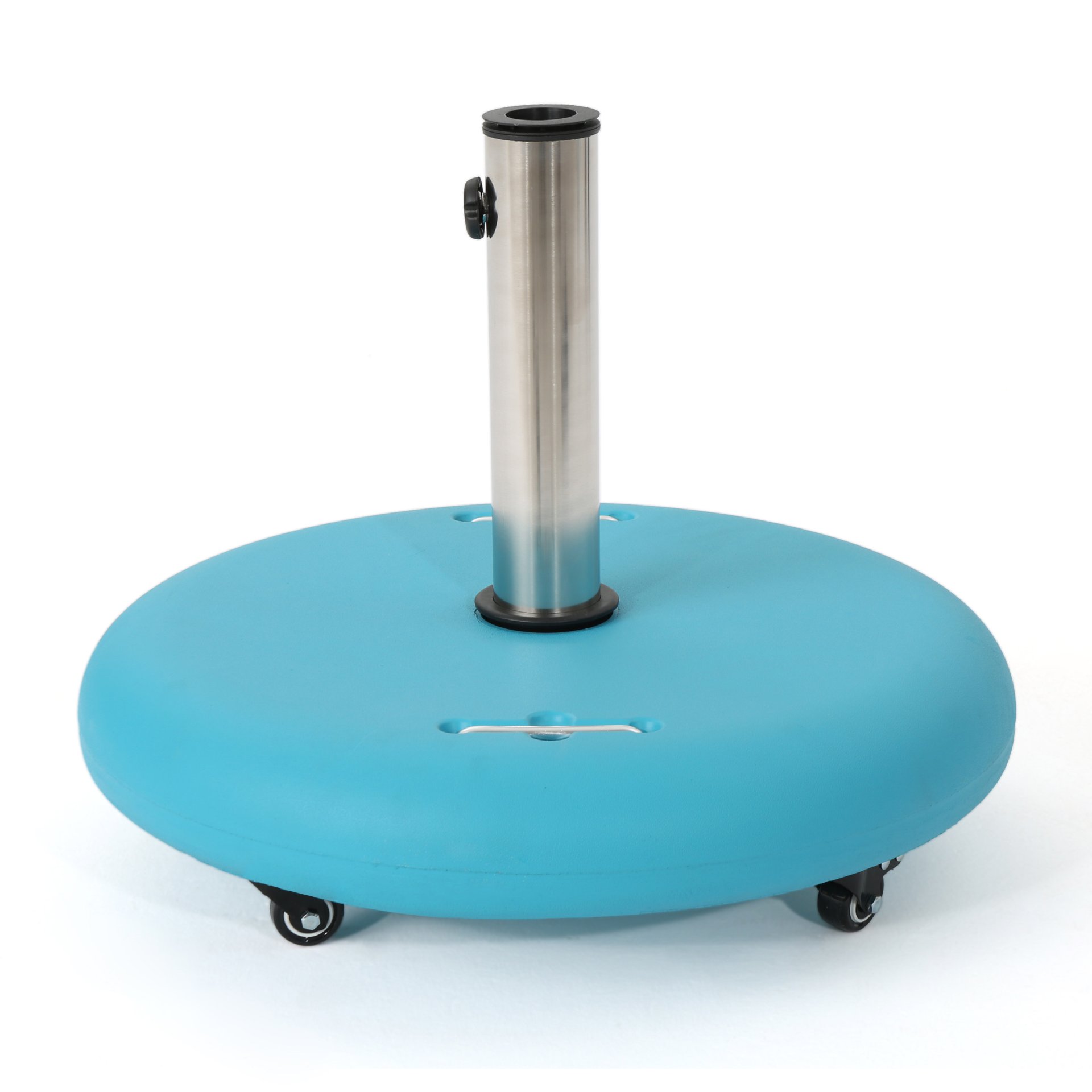 Stylish Round Wheelie - Umbrella Base With Stainless Steel Holder - Teal Concrete - Image 8