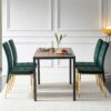 5 Piece Dining Set Including Velvet High Back Golden Color Legs Nordic Dining Chair & Creative Design Dining Table - Green - Image 4