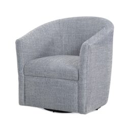 Lainey - Swivel Barrel Chair Herringbone Polyester Fabric - Blue