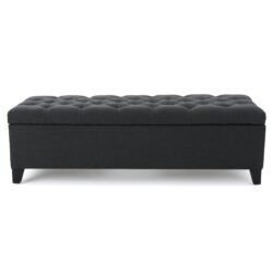Glouster - Contemporary Storage Ottoman With Button Tufted Diamond Stitching - Dark Gray