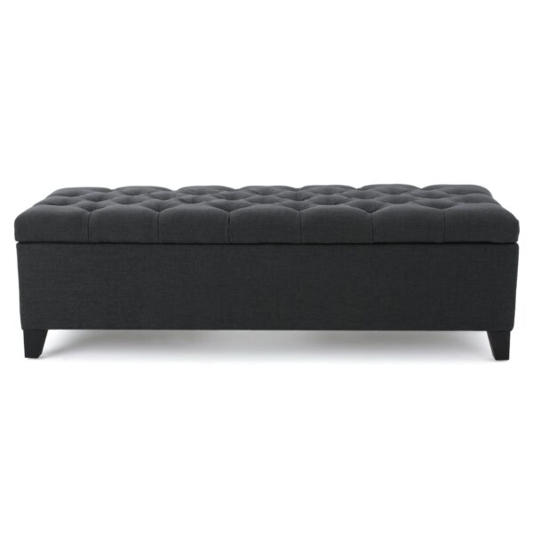 Glouster - Contemporary Storage Ottoman With Button Tufted Diamond Stitching - Dark Gray