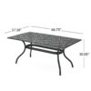 Outdoor Aluminum Dining Table With Lattice Design And Center Umbrella Hole - Black - Image 3