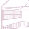 Full Size Bed House Frame With Fence And Shelves - Pink - Image 5