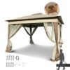 Outdoor Pop Up Gazebo Canopy 11 X 11 Ft With 2 Tier Soft Top And Removable Zipper Netting - Coffee - Image 10