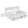 Full Size Daybed With 2 Bedside Cabinets, Upper Shelves And 4 Drawers - White - Image 2