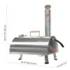 Silver Pizza Oven Outdoor 12" Semi-Automatic Rotatable Pizza Ovens Portable Stainless Steel Wood Fired Pizza Oven Pizza Maker With Built-In Thermometer Pizza Cutter Carry Bag - Silver - Image 2