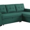 Upholstered Pull Out Sectional Sofa With Chaise - Green - Image 16