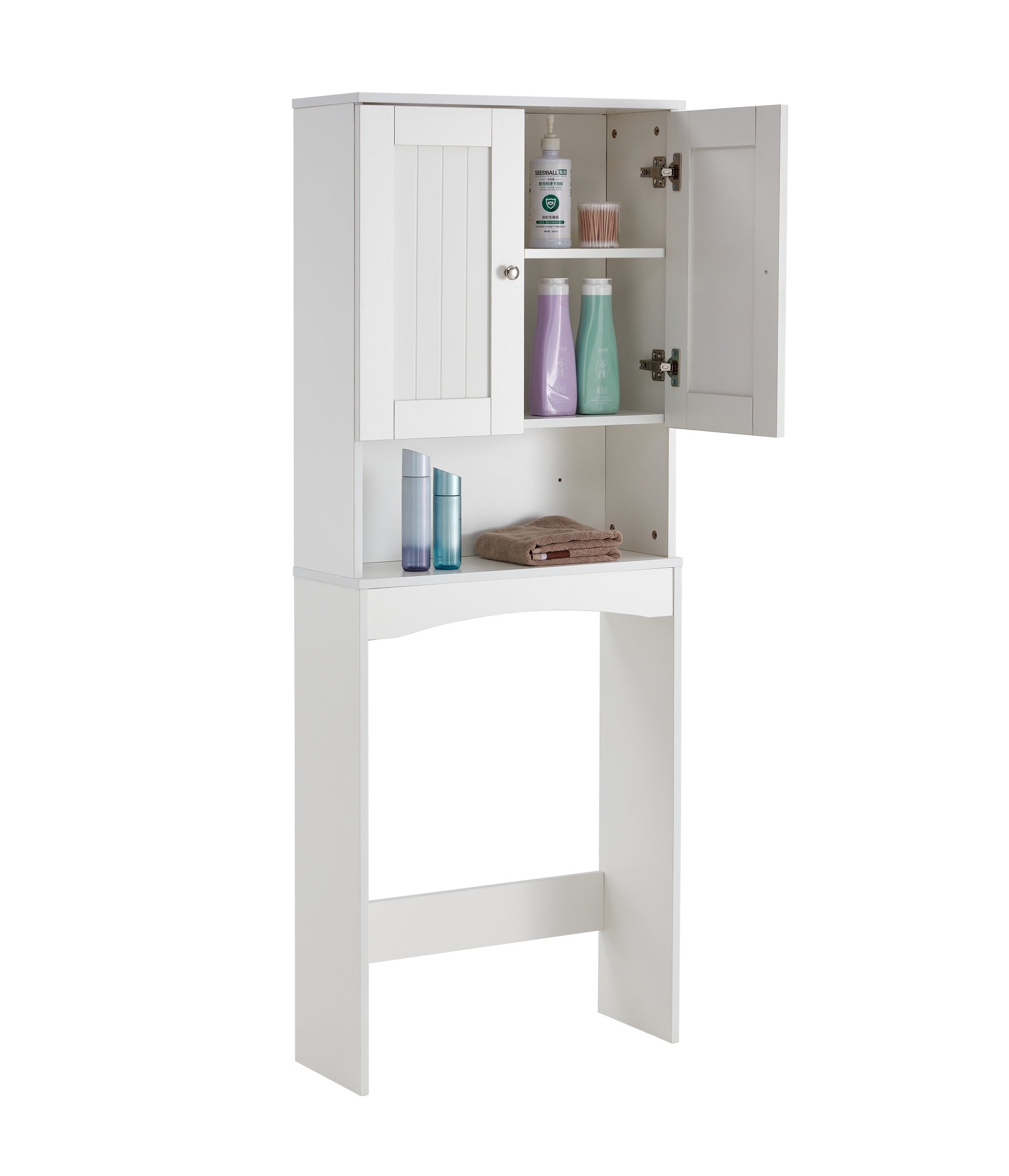 Home Bathroom Shelf Over-The-Toilet, Bathroom Spacesaver, Bathroom Storage Cabinet Organizer - White - Image 4