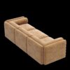 Elegant Chenille Sofa With Storage Seat Cylindrical Backrest And Armrests Contemporary 3 Seater Fabric Couch - Camel - Image 14
