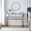 Mirrored Makeup Vanity Table With Stainless Steel Base, Mirrored Console Dressing Table With 2 Drawers, Versatile Desk For Bedroom And Office - Silver - Image 2