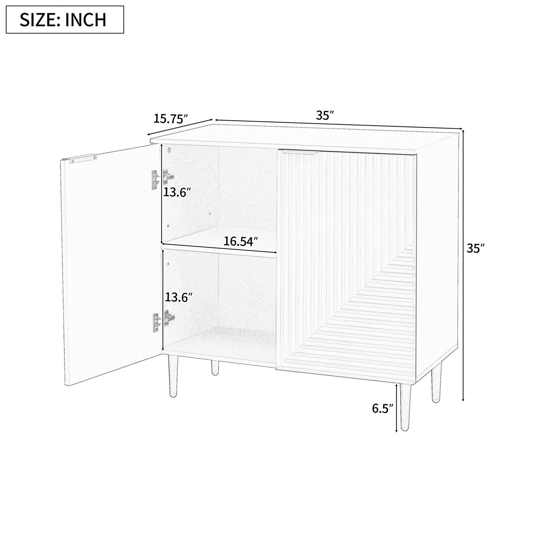 Side Cabinet With Adjustable Shelves And Geometric Door Panels - Navy Blue - Image 3