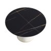 Modern Artificial Stone Round Plywood Base Dining Table, Can Accommodate 6 People, (Not Including Chairs) - Black / Beige - Image 5
