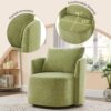 360° Swivel Chair, Accent Barrel Armchair, Upholstered With Curved Design - Green - Image 7