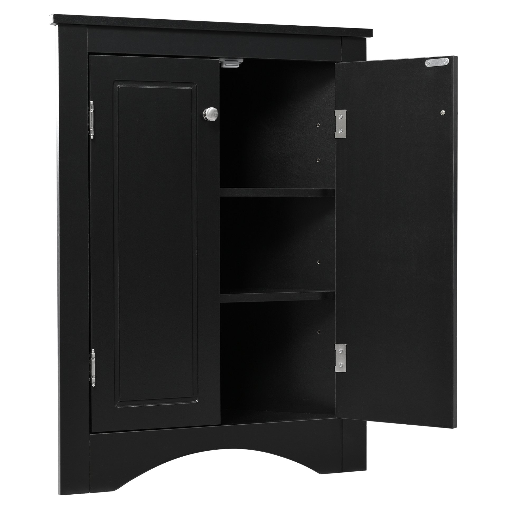 Triangle Bathroom Storage Cabinet With Adjustable Shelves, Freestanding Floor Cabinet For Home Kitchen - Black - Image 12