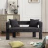 Modern Loveseat Sofa, Comfy Upholstered 2 Seater Sofa, Small Loveseat Accent Couch For Living Bedroom Leisure Areas - Carbon Black - Image 9