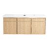 Original Wall Mounted Bathroom Vanity With Resin Sink And 3 Soft Closing Doors Plywood - Oak - Image 4