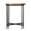 Round Side Table With Wood Top, End Table For Living Room Bedroom - Black Brown - Image 2