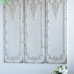 Large Wall Art Panel, Rectangle Wall Sculpture, Wall Decor For Living Room Dining Room Office Bedroom (Set of 3) - White