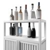 Bamboo Large Capacity Storage Cabinet With Shelves For Bathroom And Living Room - White - Image 11