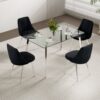 Modern Velvet Dining Chair With Chrome Metal Legs For Home And Office (Set of 4) - Black - Image 8